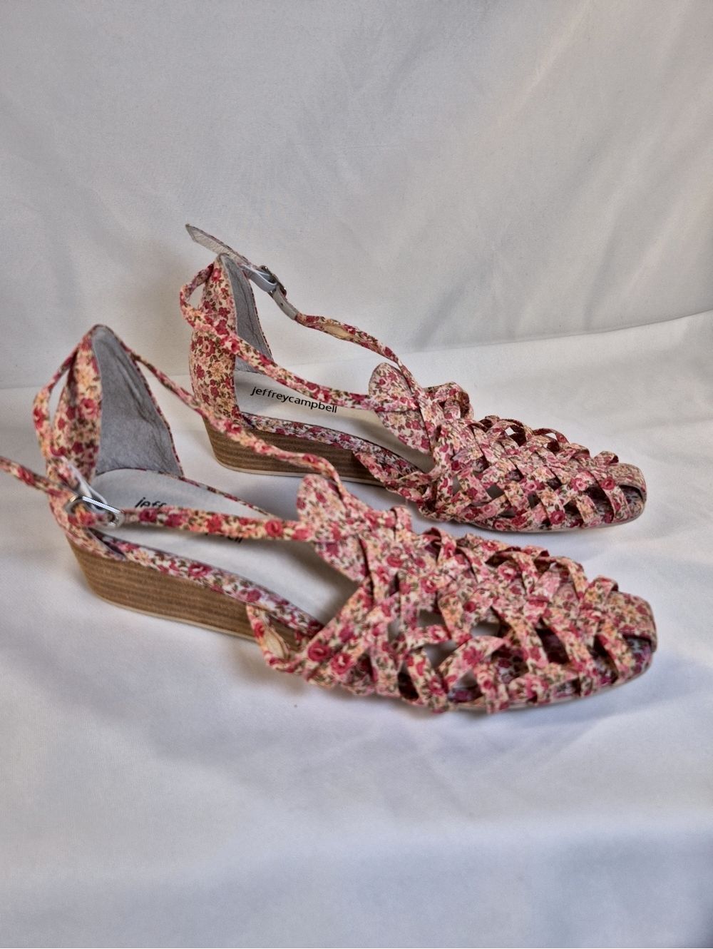 Jeffrey Campbell Women's 10 Kithira Micro Wedge Sandals Pink Sandals Shoes NEW